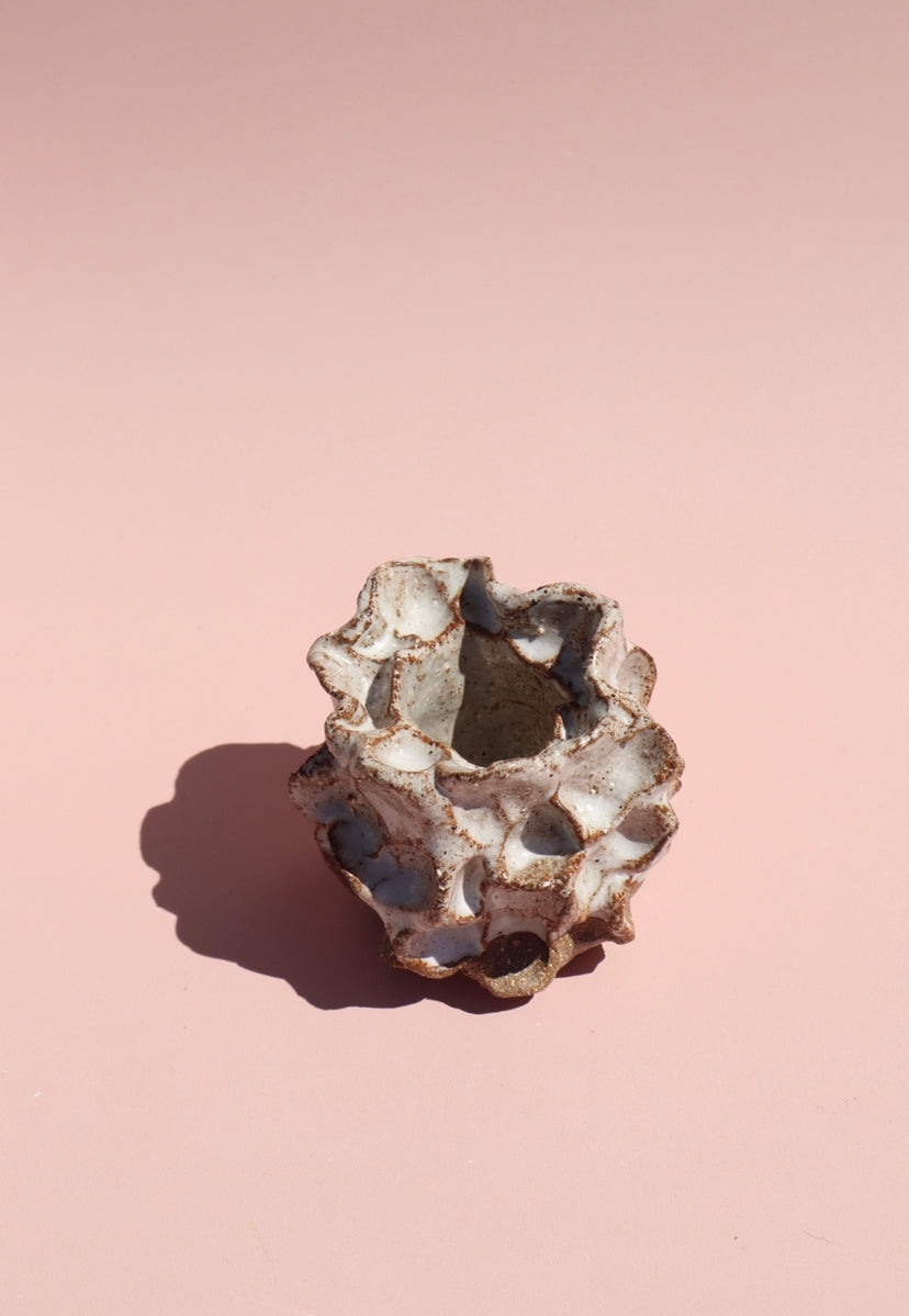 Dark Speckle Coral Candlestick Holder