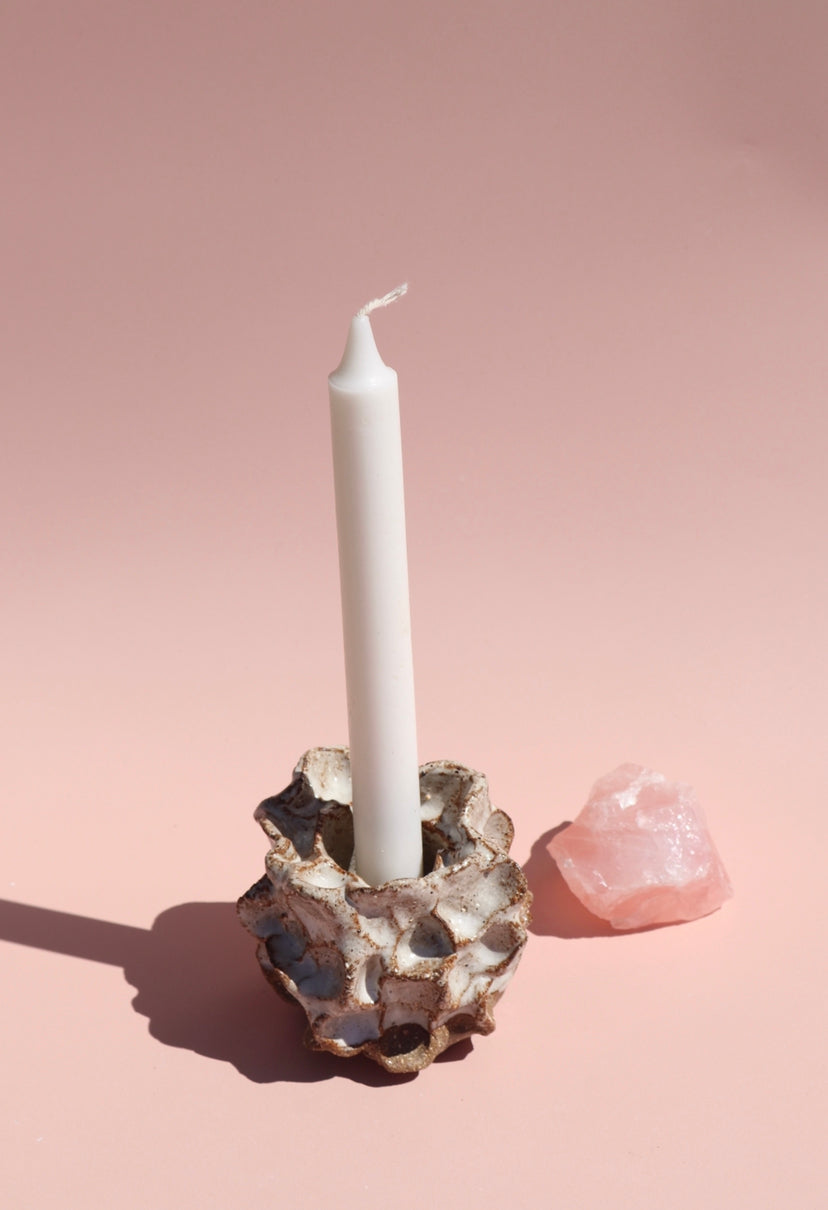 Dark Speckle Coral Candlestick Holder