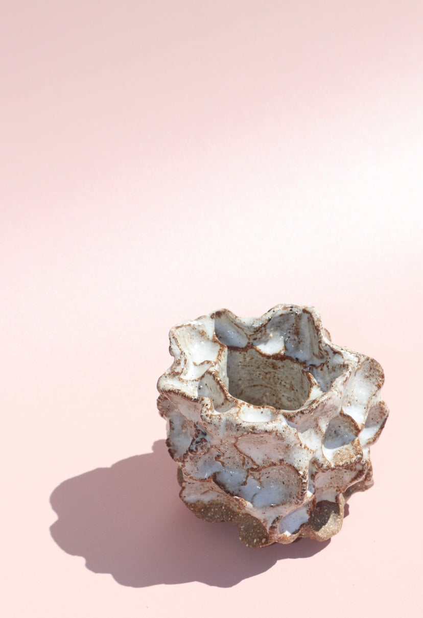 Dark Speckle Coral Candlestick Holder