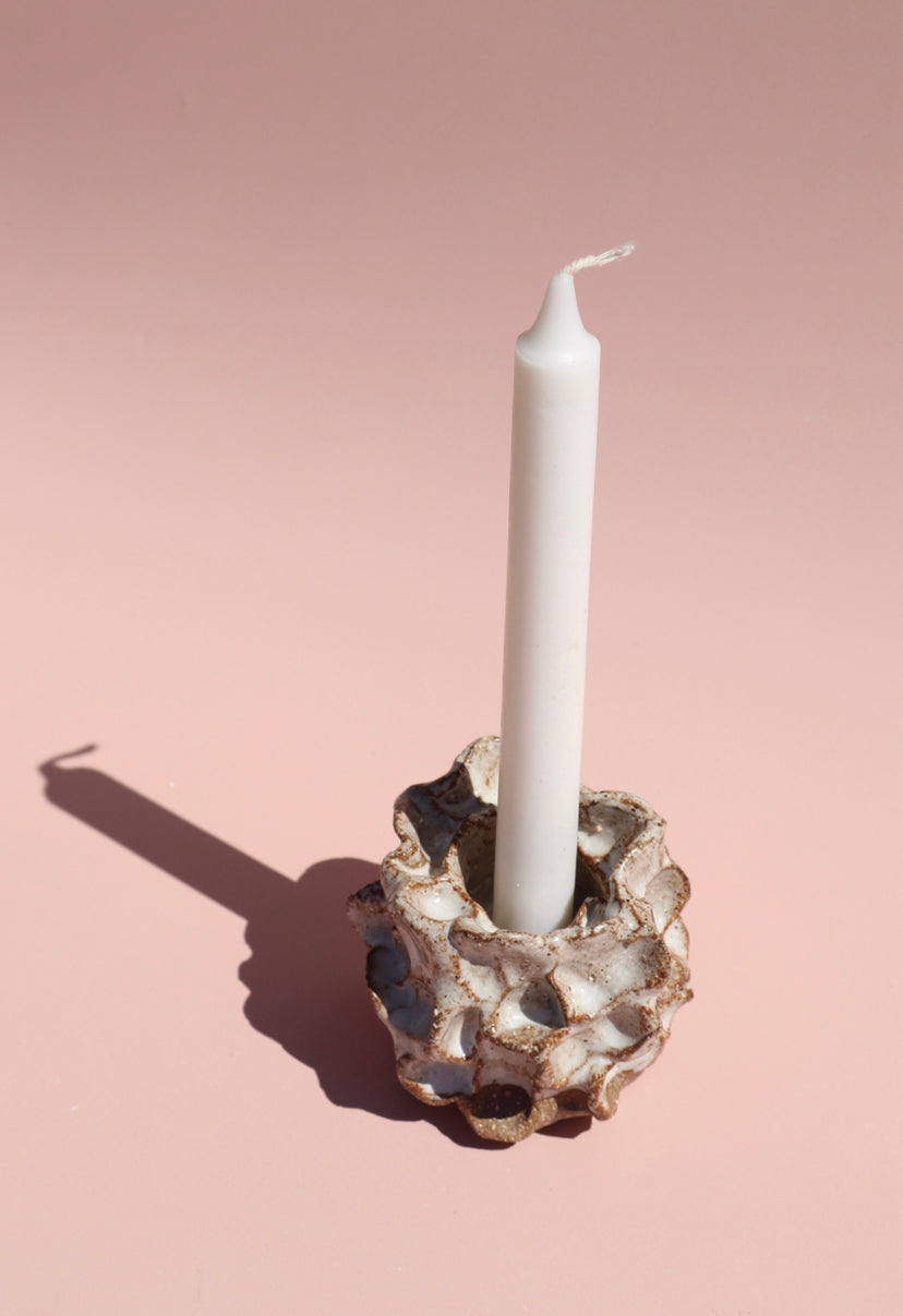 Dark Speckle Coral Candlestick Holder