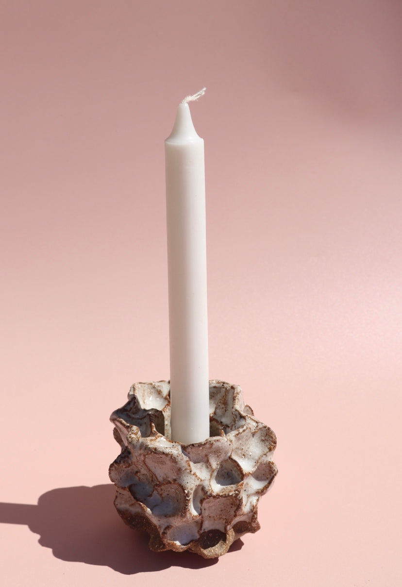 Dark Speckle Coral Candlestick Holder